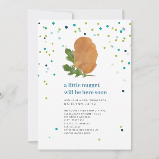 Little Nugget Chicken Nugget Blue Boy Baby shower Kaart (Voorkant)