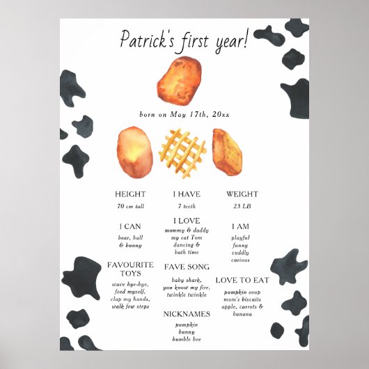 Little Nugget Eerste Verjaardag Milestone Verjaard Poster (Voorkant)