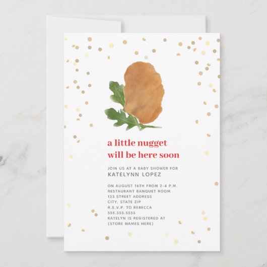 Little Nugget Red Neutral Chicken Baby shower Invi Kaart (Voorkant)