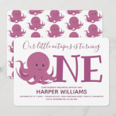 Little Octopus Turing One Animal First Birthday Kaart (Voorkant / Achterkant)