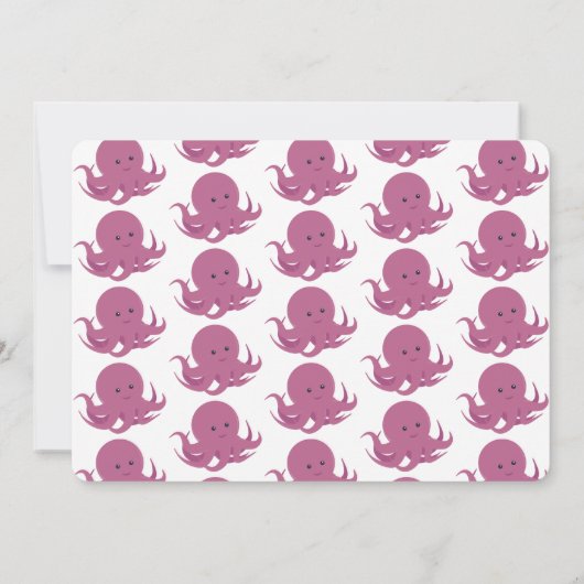 Little Octopus Turing One Animal First Birthday Kaart (Achterkant)