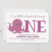 Little Octopus Turing One Animal First Birthday Kaart (Voorkant)