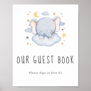 Little Olifant Jongen Baby Shower Gastboek Handtek Poster