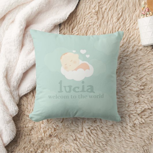 Little One on cloud pillow, New Baby Throw Pillow  Kussen (Deken)