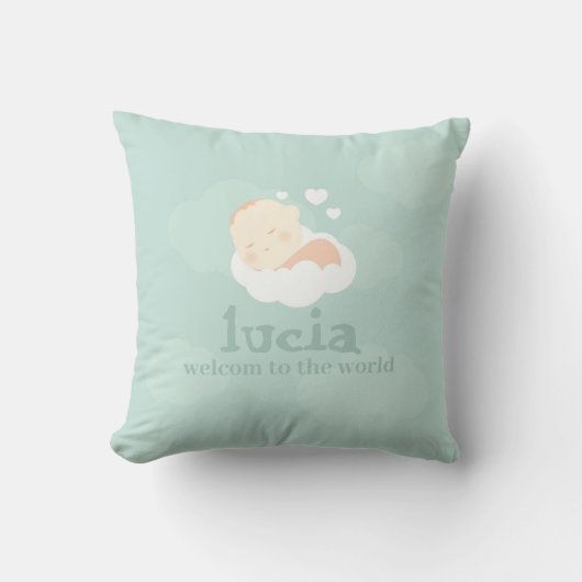 Little One on cloud pillow, New Baby Throw Pillow  Kussen (Voorkant)