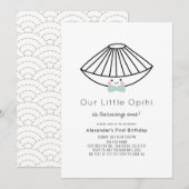 Little Opihi Blue Bow Stropdas Boy 1st Birthday Kaart (Voorkant / Achterkant)