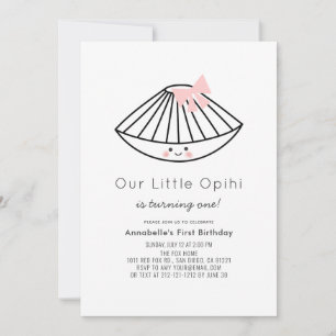 Little Opihi Pink Ribbon Girl 1e verjaardag Kaart