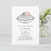 Little Opihi Pink Ribbon Girl Baby shower Kaart (Staand voorkant)