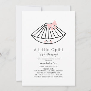 Little Opihi Pink Ribbon Girl Baby shower Kaart