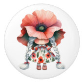  Little Oranje Bloemen Meisje Gnoom Keramische Knop (Voorkant)