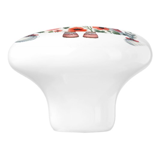  Little Oranje Bloemen Meisje Gnoom Keramische Knop (Zijkant)