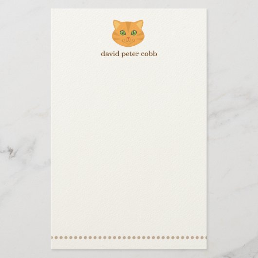 Little Oranje Tabby Cat Personalized Stationery Briefpapier (Voorkant)