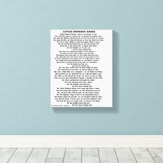 LITTLE ORPHANT ANNIE POEM CANVAS AFDRUK (Insitu (Houten vloer))