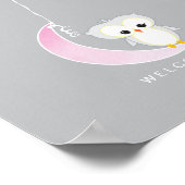 Little Owl | Afdrukken gastboek Baby shower Poster (Hoek)
