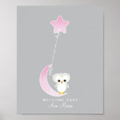 Little Owl | Afdrukken gastboek Baby shower Poster (Voorkant)
