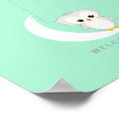 Little Owl | Afdrukken gastboek Baby shower Poster (Hoek)