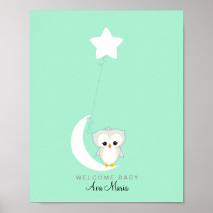 Little Owl Afdrukken gastboek Baby shower Poster