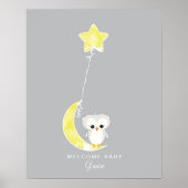 Little Owl | Afdrukken gastboek Baby shower Poster (Voorkant)