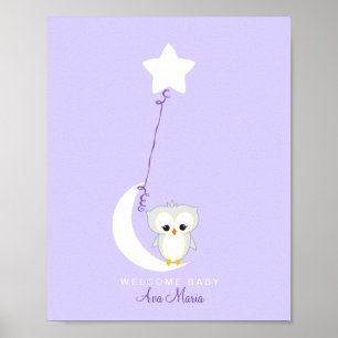 Little Owl   Afdrukken gastboek Baby shower Poster