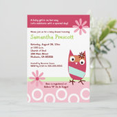 Little Owl Baby Shower Invitations Baby Girl 5x7 Kaart (Staand voorkant)