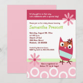 Little Owl Baby Shower Invitations Baby Girl 5x7 Kaart (Voorkant / Achterkant)