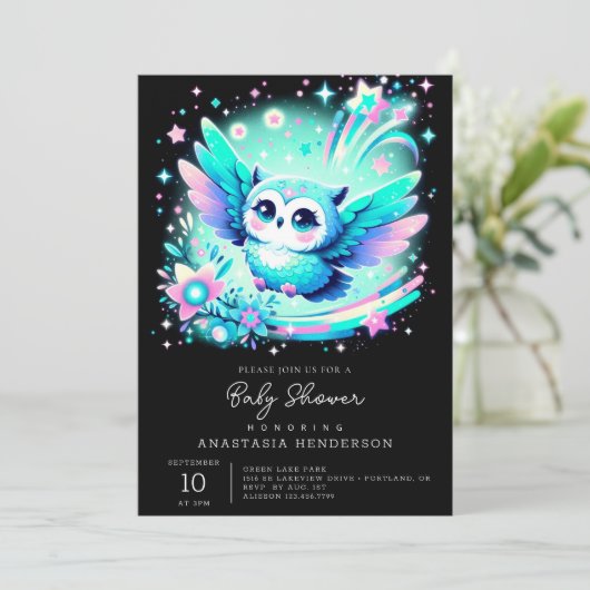 Little Owl-Baby shower Kaart (Staand voorkant)