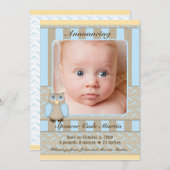 Little Owl Birth Announement Aankondiging (Voorkant / Achterkant)