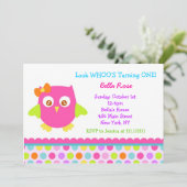 Little Owl Birthday Party Invitations Kaart (Staand voorkant)