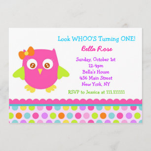 Little Owl Birthday Party Invitations Kaart