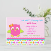 Little Owl Birthday Party Invitations Kaart (Staand voorkant)