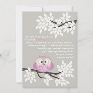 Little Owl & Branches Baby Shower-uitnodigingen Kaart