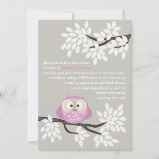 Little Owl & Branches Baby Shower-uitnodigingen Kaart