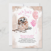 Little Owl Girls Pink Birthday Kaart (Voorkant)