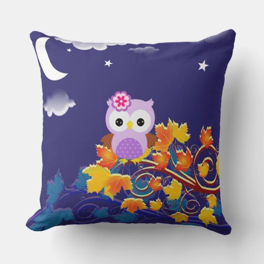 Little Owl Illustration Decorative Pillow Kussen (Voorkant)