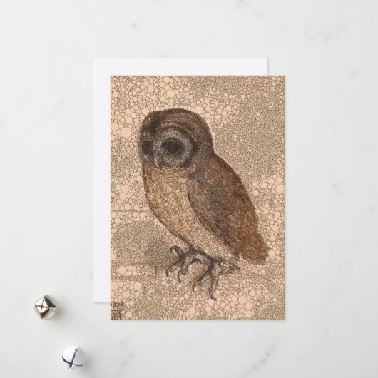 Little Owl, Infinity Stippen van After Albrecht Du Feestdagenkaart (Voorkant / Achterkant in situ)