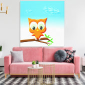 Little Owl op een Branch Canvas Afdruk (Insitu (Woonkamer))