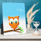 Little Owl op een Branch Fotoplaat (Zijkant)