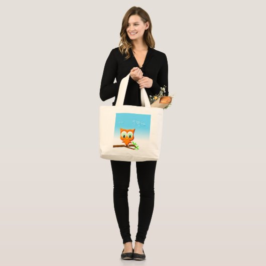 Little Owl op een Branch Grote Tote Bag (Voorkant (model))