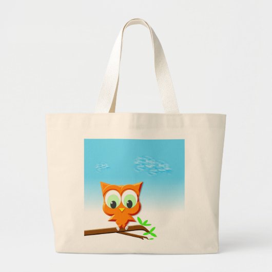Little Owl op een Branch Grote Tote Bag (Voorkant)