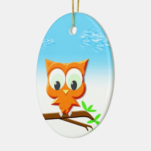 Little Owl op een Branch Keramisch Ornament (Links)