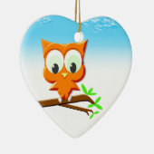 Little Owl op een Branch Keramisch Ornament (Rechts)