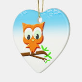 Little Owl op een Branch Keramisch Ornament (Links)