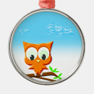 Little Owl op een Branch Metalen Ornament