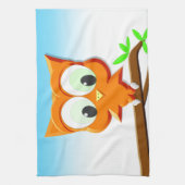 Little Owl op een Branch Theedoek (Verticaal)