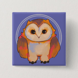 Little Owl, Uil Vierkante Button 5,1 Cm
