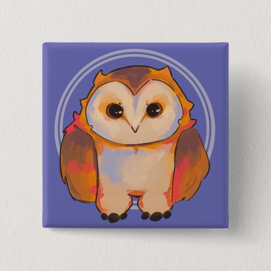 Little Owl, Uil Vierkante Button 5,1 Cm (Voorkant)