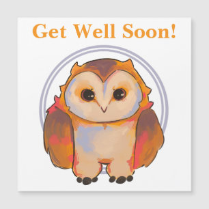Little Owl, uiltje, get Well soon Magnetische Uitnodiging