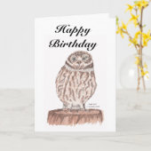 Little Owl waterverf verjaardagskaart Kaart (Gele Bloem)