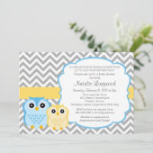 Little Owls Baby shower Invitation, jongen Kaart (Staand voorkant)