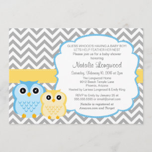 Little Owls Baby shower Invitation, jongen Kaart
